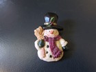 Resin Snowman Christmas Pin Brooch 1990s — photo 1