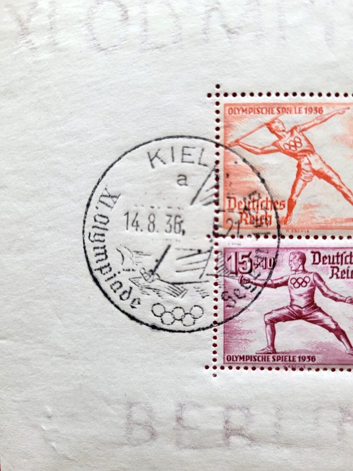 Germany Berlin 1936 XL Olympische Spiele.4 stamp Block.Cancellation 8/14/36.VF+. - Image 4 of 4