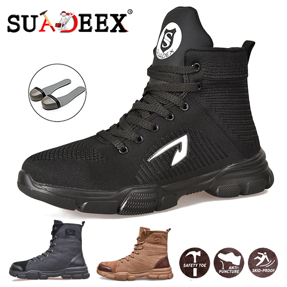 Mens Steel Toe Cap Trainers Work High Boots Comfortable Safety Shoes Cushion UK