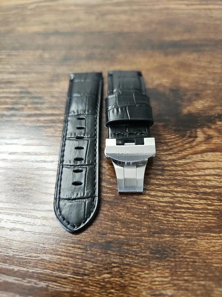 Panerai Daylight Watch 24/22mm OEM Black Alligator Strap with Deployment Buckle  - Image 4 of 4