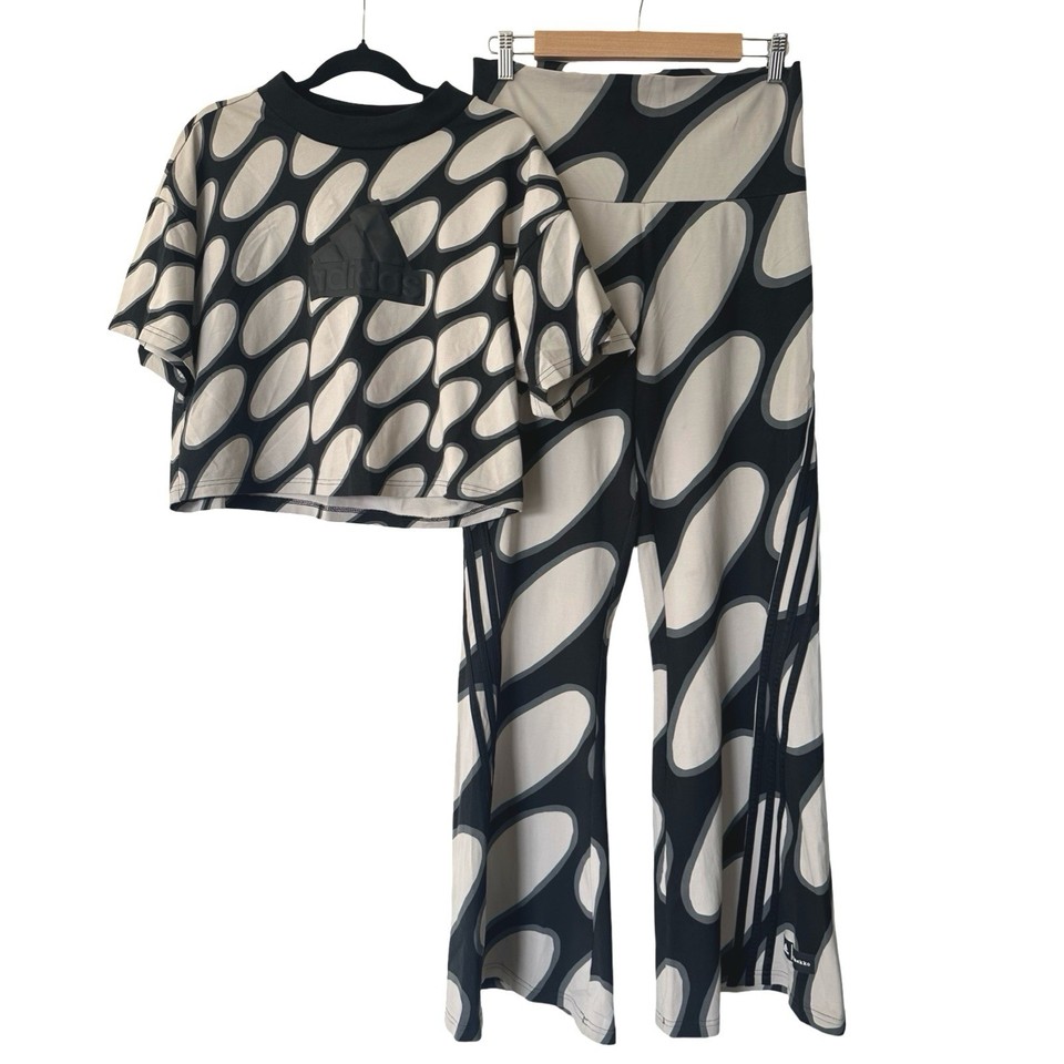 Adidas x Marimekko Future Icons Set T-shirt Flared Leggings Lokki Print Sz M Med