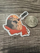 Jason Mask Knife Through Eye Bloody Sticker Horror Creepy Scary Friday the 13th