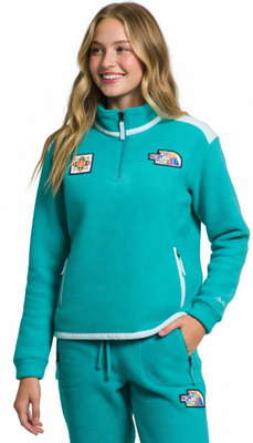 Women s The North Face Alpine Polartec 200 Warm Heavy Fleece Jacket 1/4 Zip Blue