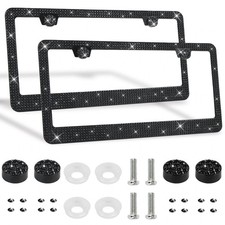 2 Pack Bling License Plate Frames Premium Sparkly License Plate Frame for Wom...