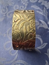 Oasis Ladies Cuff Bracelet Gold Rose Design