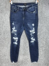 Judy Blue Skinny Fit Jeans Juniors Size 9/29 Blue Distressed Stretch Mid Rise