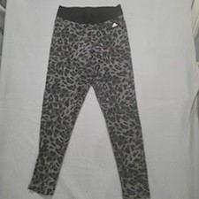 Adidas Grey Print Leggings Women Medium Athletic Gym Animal Print