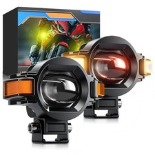 Motorcycle LED Auxiliary Lights 2PCS Dual Beam Switchback DRL Fog Lamps