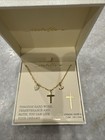 Sterling Silver & Zirconia Gold Neckalce W/ Cross, Heart & Anchor NIB