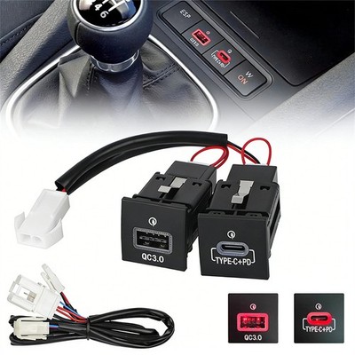 36W USB QC3.0 Charger + PD For Jetta MK6 10-14 Golf/GTI/R-Line 2006-2013 MK5 MK6