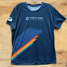 49th Annual Portland Marathon Event T Shirt Women’s Size XL Short Sleeve Navy