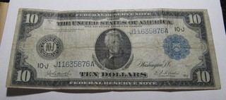 1914 United States $10 Federal Reserve Note Circulated Condition 260SU