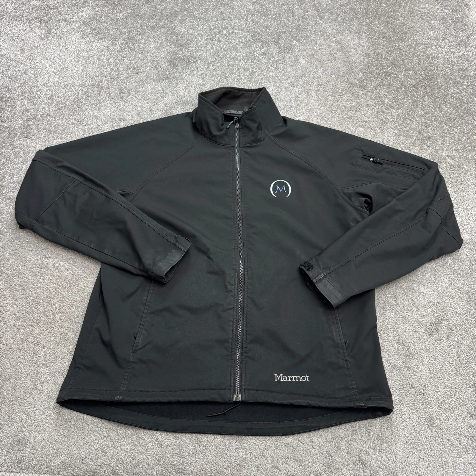 Marmot Softshell Outdoor Jacket Mens XL Black Full Zip Pocket Stretch Hiking