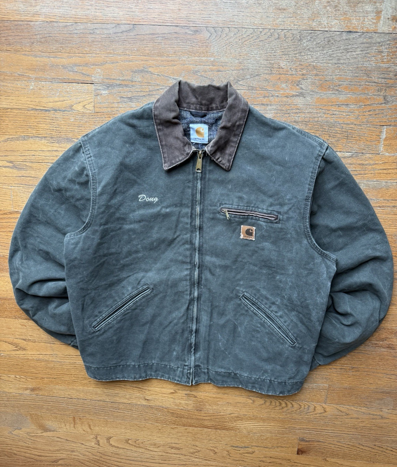 Vintage Carhartt Detroit Work Jacket Men's Large Moss Olive Green J97 MOS