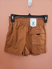 NWT Xersion Girls M 10/12 Nylon Active Fast Dry Shorts Mocha Front Pocket