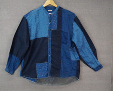 KAPITAL Cotton x Linen IDG Patchwork Shirt Band Collar Kathmandu Size Medium NWT