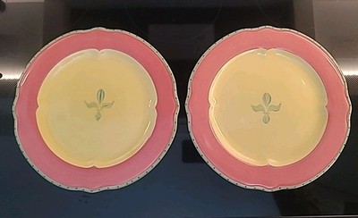 2 Pfaltzgraff PISTOULET Dinner Plates Red Yellow 11'' Excellent (B3-E10)