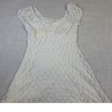 No Comment Ivory Floral Lace Mini Dress Cap Sleeve Sweetheart Neck XL RK532146