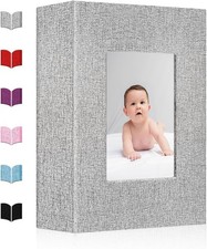 Small Photo Album 4x6  Linen Cover  Holds 100 Photos  Acid-Free Pages  Easy