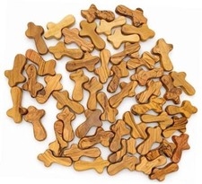 50 Olive Wood Pocket Comfort Crosses 2.5 Inch from Bethlehem Holy Land - RCIA