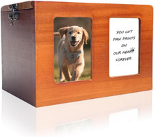Pet Urns for Dog Cremation with Photo Frame - Wooden Box for Ashes, Cat Urns, Me
