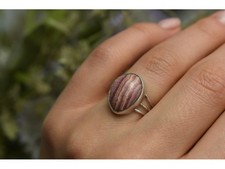 925 Sterling Silver Rhodochrosite Ring Size 7