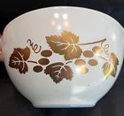 Vintage MCM Pyrex Golden Grapes Cinderella Mixing Bowl 1.5 Pt Delphite Blue #21