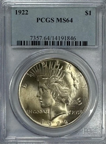 1922 Peace Dollar, MS 64 PCGS, NR