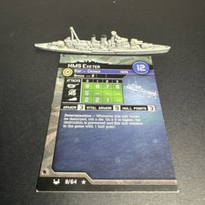 Axis Allies War at Sea BASE SET HMS Exeter 8/64 with card