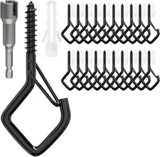 20 PCS Screw Hooks with Safety Buckle, Heavy Duty Ceiling Hooks for Hanging Outd