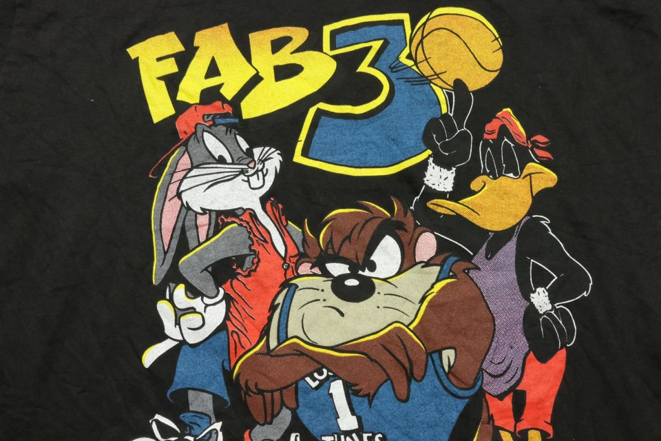 Vintage Looney Tunes Shirt Mens X-Large Fab 3 Bugs Daffy Taz Basketball 90s - Image 4 of 4