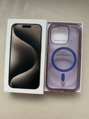 iPhone 15Pro 128GB Natural Titanium Empty Box + Velvet Caviar Case MYQP3LL/A