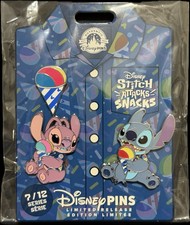 Disney Stitch Attacks Snacks Series July Angel Shave Ice 3 Pin Set LR