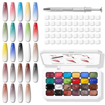 Nail Gel Polish 24 Colors UV LED No Wipe Sponge Pat Ombre Blooming Floral Art