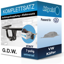 G.D.W. Anhängekupplung starr und TOWTEC E-Satz 7polig für VW Käfer 67-03 neu