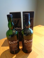 2 (two) x Ardbeg empty whisky bottles with box