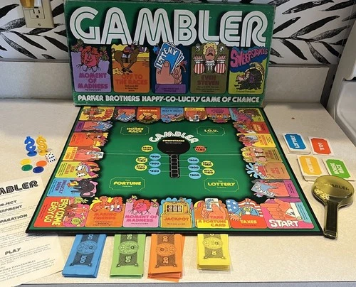 Vintage 1977 Parker Brothers Gambler Board Game Happy-Go-Lucky Game Of Chance