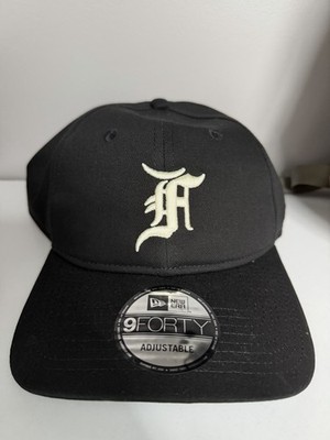 New Era 9FORTY Adjustable Black Baseball Cap Fear of God F Logo Back Patch