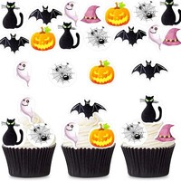 Essbare Halloween Tortendeko 48 StüCk Muffin Deko Fledermaus Geist Spinnennetz