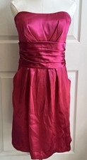 NWT Strapless Satin Hot Pink Mini Dress W/Pockets David’s Bridal #83707 SIze 10