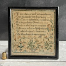 RARE 18th Century Miniature Sampler Of Charles Wesley Methodist Hymn RARE 18th Century Miniature Sampler Of Charles Wesley Methodist Hymn