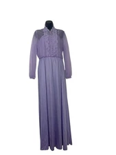 Vintage Nightgown High Neck Pearl Buttons Size 20 Lavender  Victorian