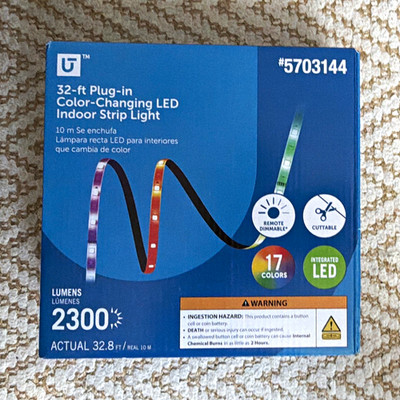 Utilitech 32.8ft Plug-In LED Color-Changing Strip Light w/ Remote 2300lm