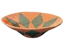 Beautiful Vintage Woven Basket Bukedo Raffia Artisan Sun Basket African Bowl