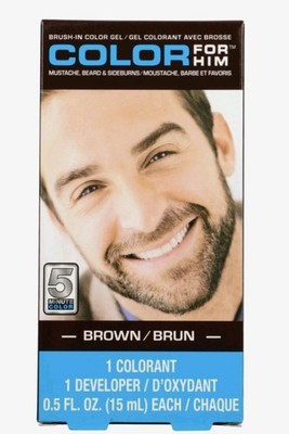 For Men Mustache Beard Sideburns 5 Minutes Brush-In Color Gel Coloring Kit Brown