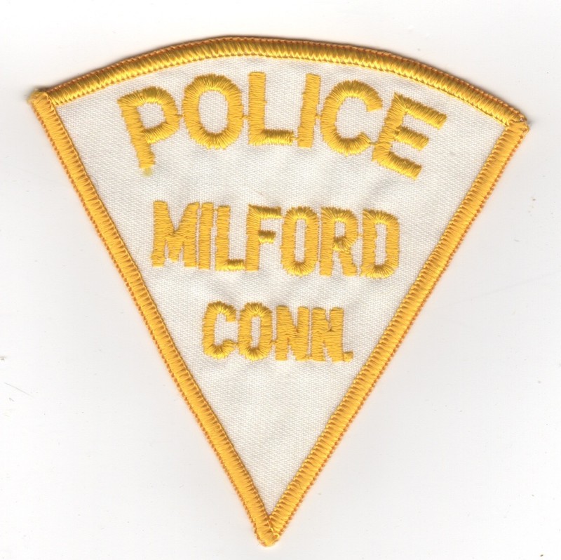 Milford (Connecticut) OBSOLETE Police Patch,  white, FREE shipping, Qty DISCOUNT