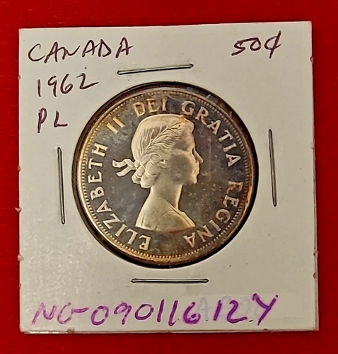 1962 Canada 50 Cent - Proof Like - .3 Ounce Silver - Slight Toning
