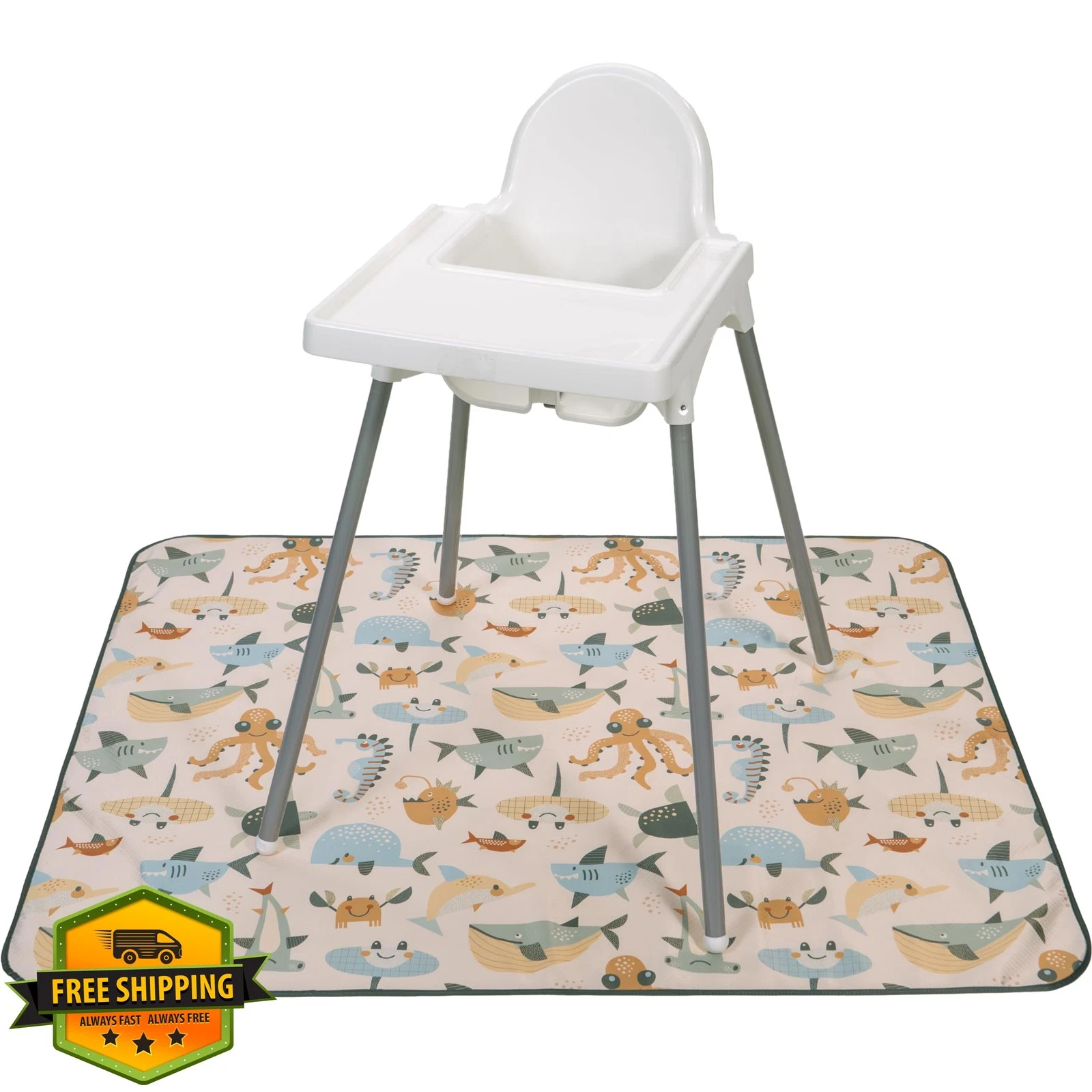 SandT INC. Baby Splat Mat Sea Creatures 42x51in Waterproof Anti-Skid