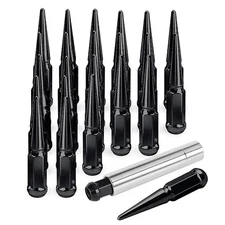 14x1.5 Spike Wheel Lug Nuts, 24pcs M14x1.5 Closed End Spike Lug Nut, Black Coni