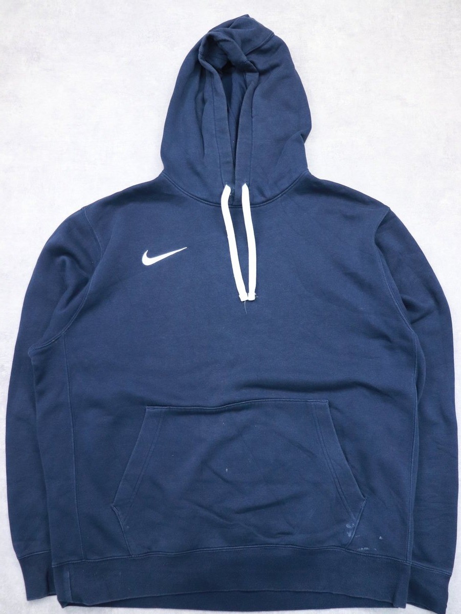 Nike Hoodie Mens Medium Pullover Logo Fleece Sweatshirt, Navy Blue